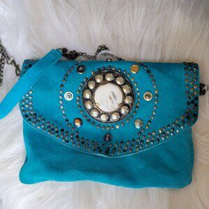 Blue suede purse